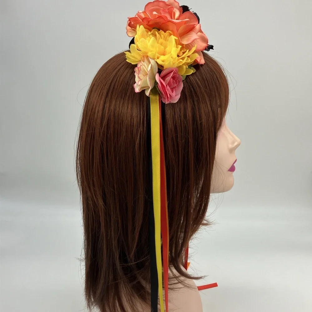 Flower Headband Ribbons Ren Faire Festival Fairycore Fantasy Whimsigoth Cosplay